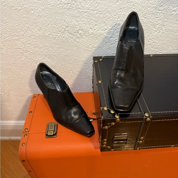 Stuart Weitzman Shoes - Stuart Weitzman black pointed booties, leather , size 9 in good condition .